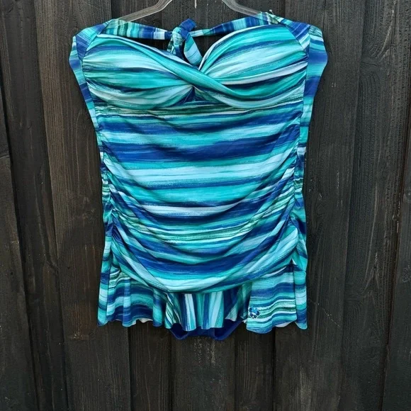 Disney Blue and White Skirted One Piece Swimwear with Ruffle Hem - Picture 3 of 12